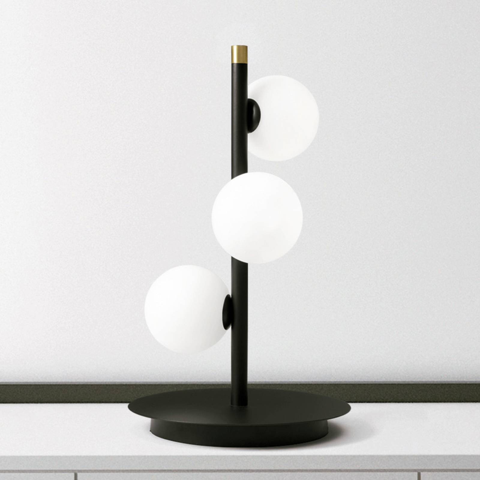 Lampe à poser Pomì avec 3 sphères de verre