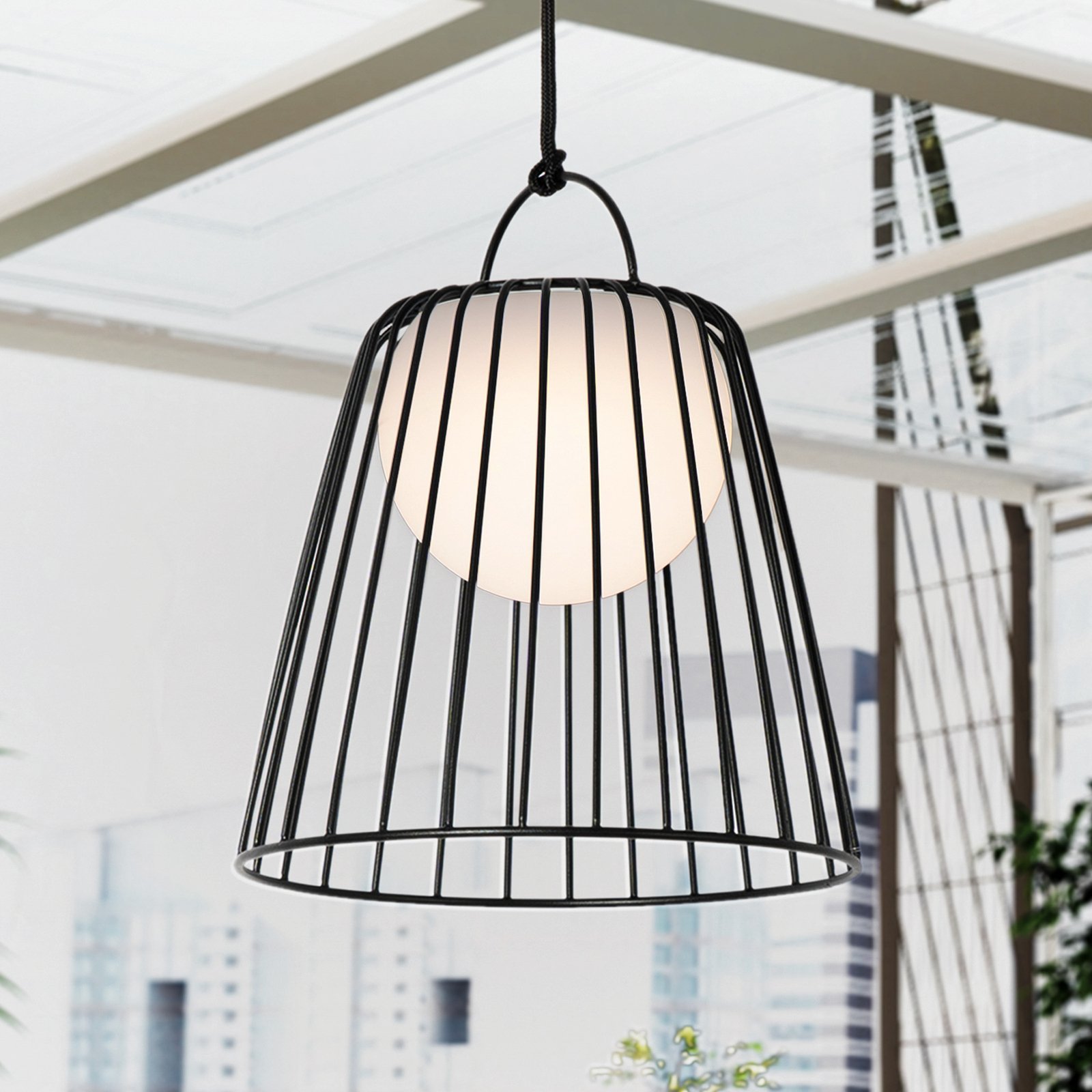 Lindby LED buiten hanglamp Levino, zwart, metaal