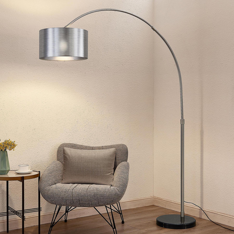 Lindby Dexin båggolvlampa, silver metallic