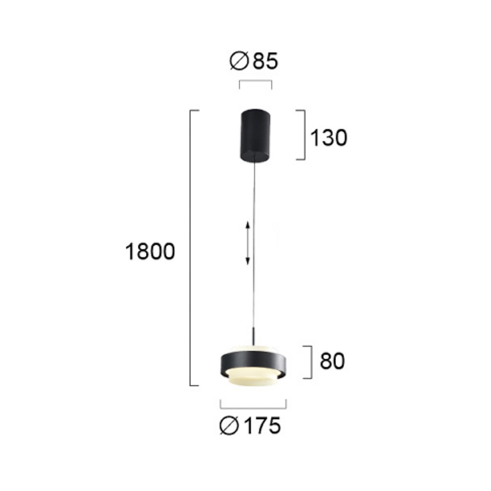 LED hanglamp Donal, Ø 17 cm, zwart, metaal