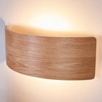 Lindby LED wall light Rafailia, width 33cm, wood, 3,000K