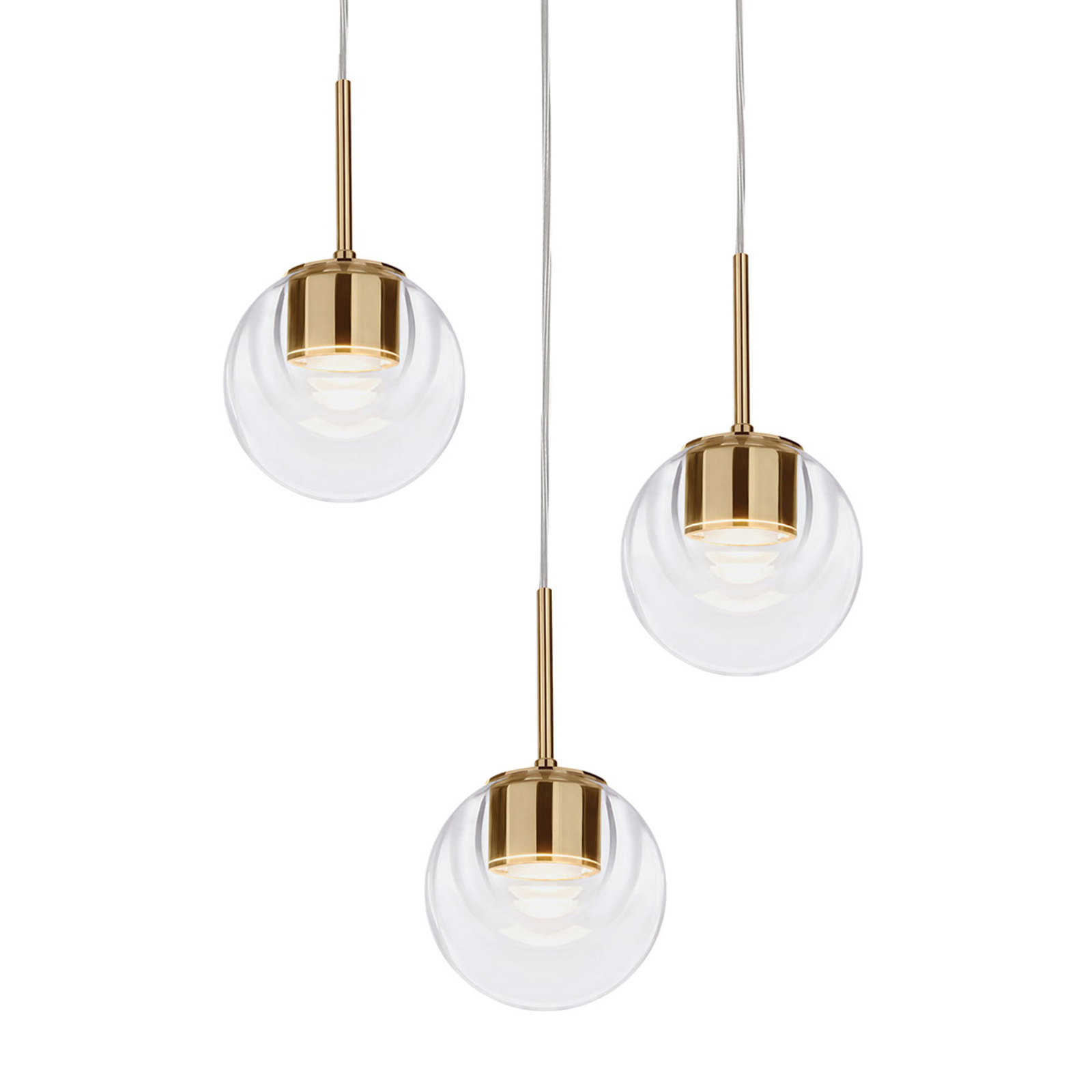 kdln LED-Hängeleuchte Dew, 3-flammig, Ø 25 cm, Glas