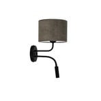 Wandleuchte Roller, Cord dunkelgrau, schwarz, mit Leselicht