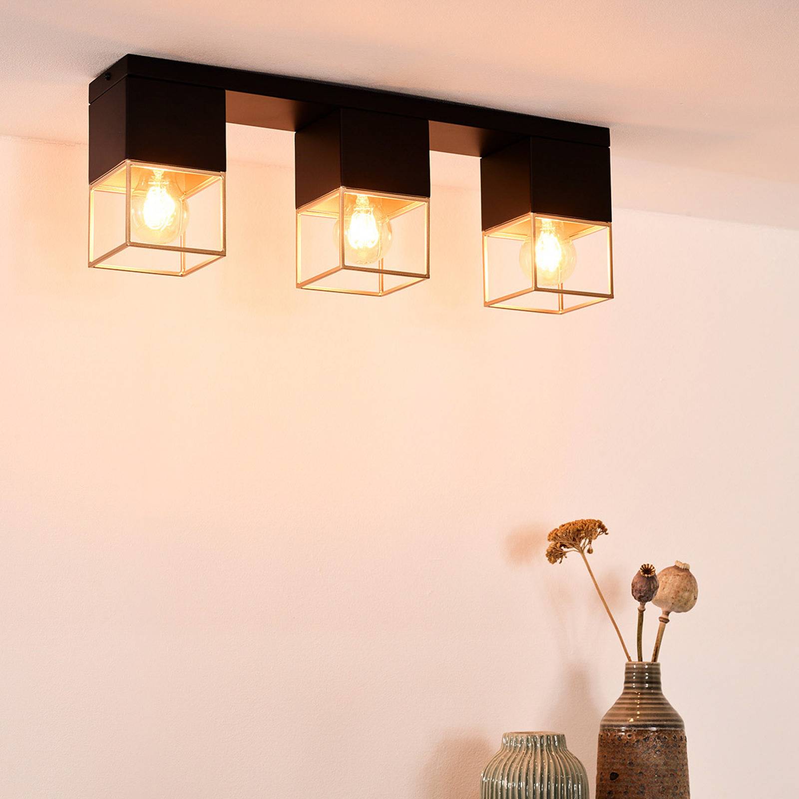 Lampa sufitowa Rixt czarna, kątowa, 3-punktowa