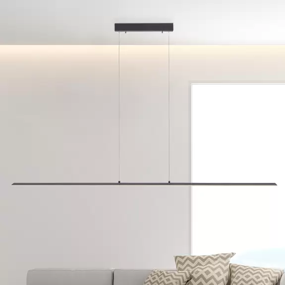 Lampenwelt PURE LED-Hängeleuchte Lite, anthrazit, 160 cm, CCT, dimmbar