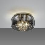 Crystel glass ceiling light, chrome, Ø 34 cm