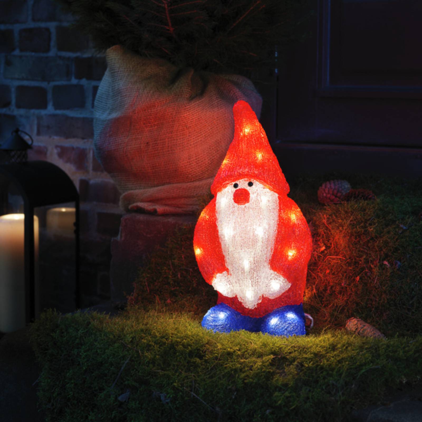 LED decoratie figuur kerstman rood IP44 h. 36 cm