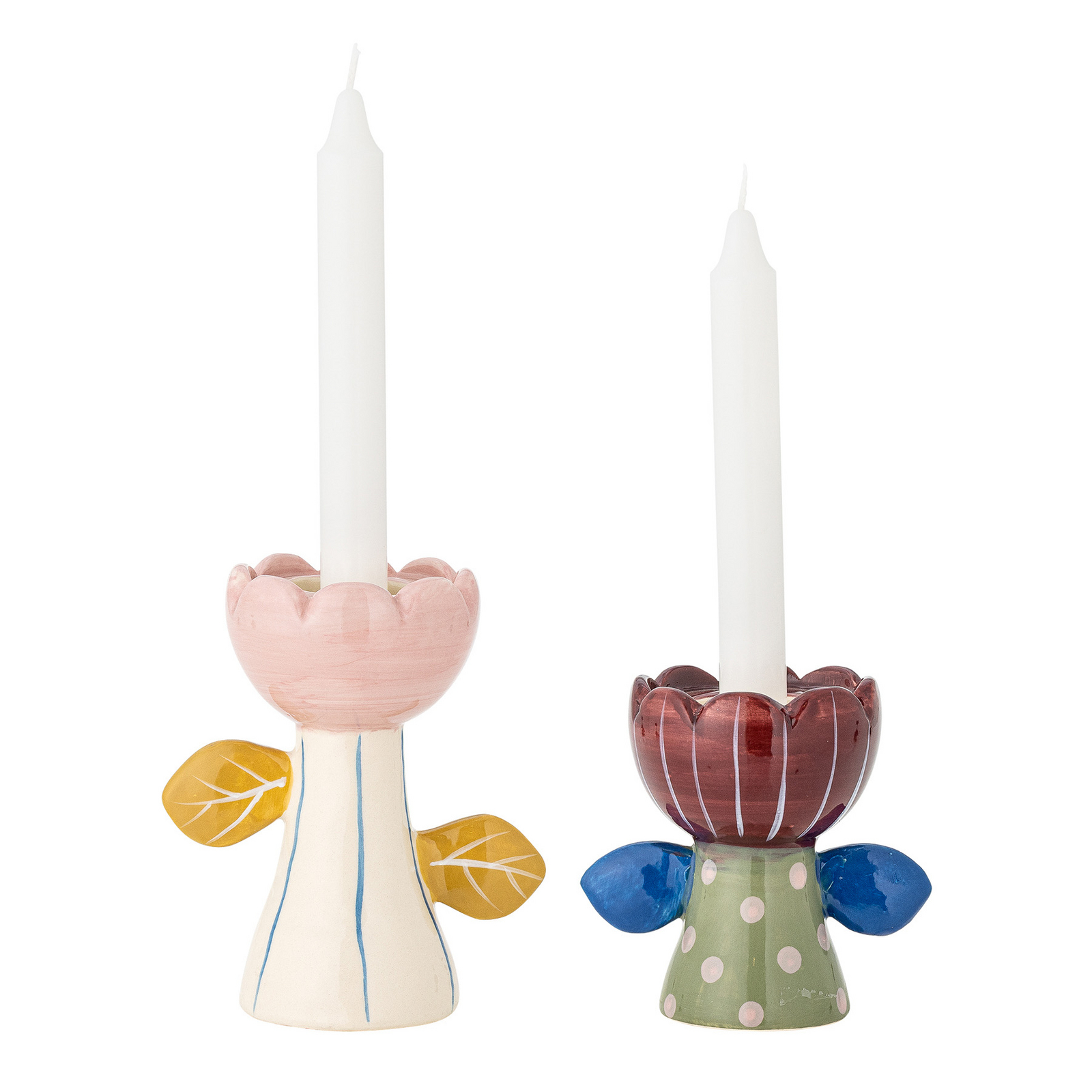 Svietniky Florita, farebné, sada 2 ks, keramika – Bloomingville Svietniky Florita, farebné, sada 2 ks, keramika – Bloomingville