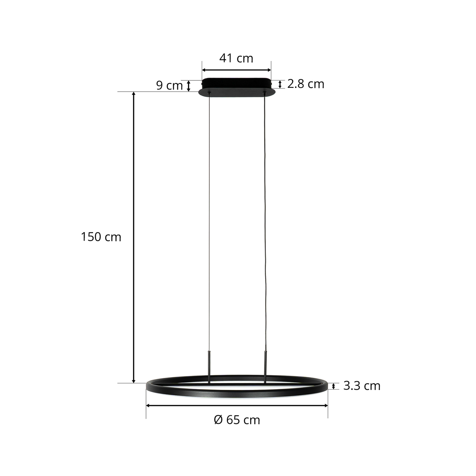 Lucande Virvera Lampă suspendată LED, rotundă, negru, metal