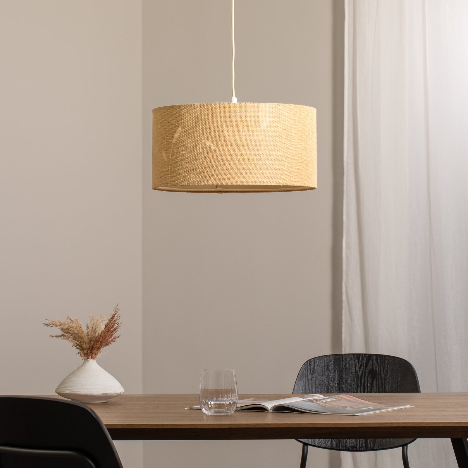Hängeleuchte Boho Auris, beige, Ø 40 cm, Textil