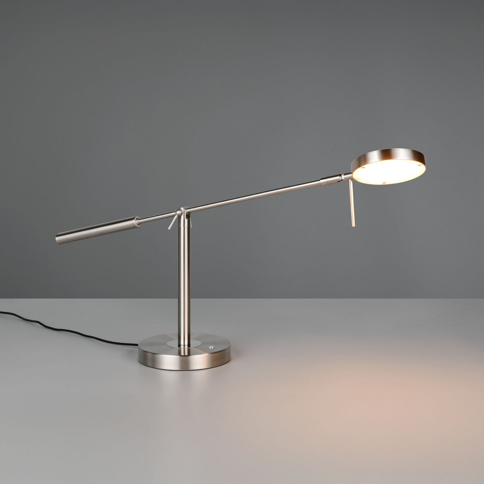 Monza LED stolna lampa, boje nikla, visina 52 cm, metalna