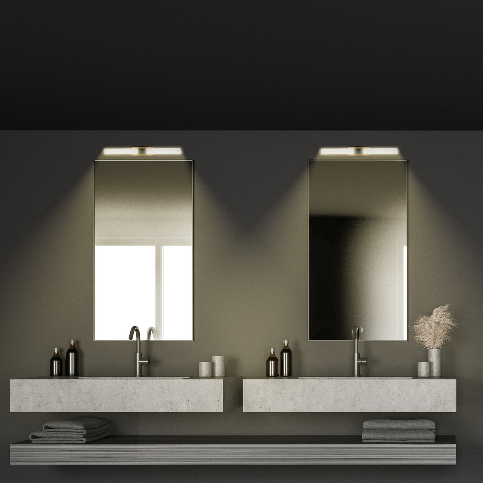 LED sienas lampa Runt, melna/koka 3000 K IP44 garums 40 cm