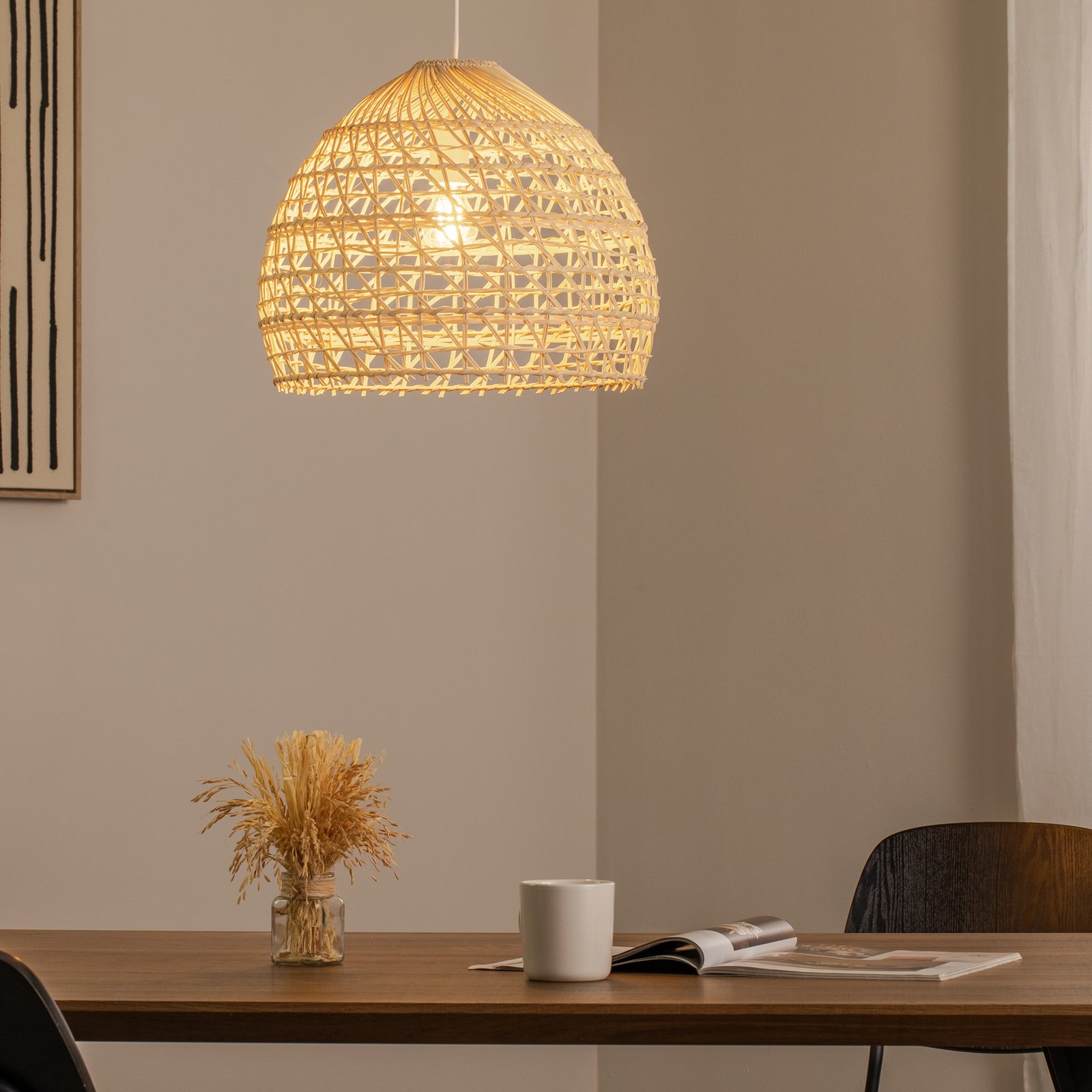 BOHO pendant light, Ø 43 cm, natural brown, rattan, E27
