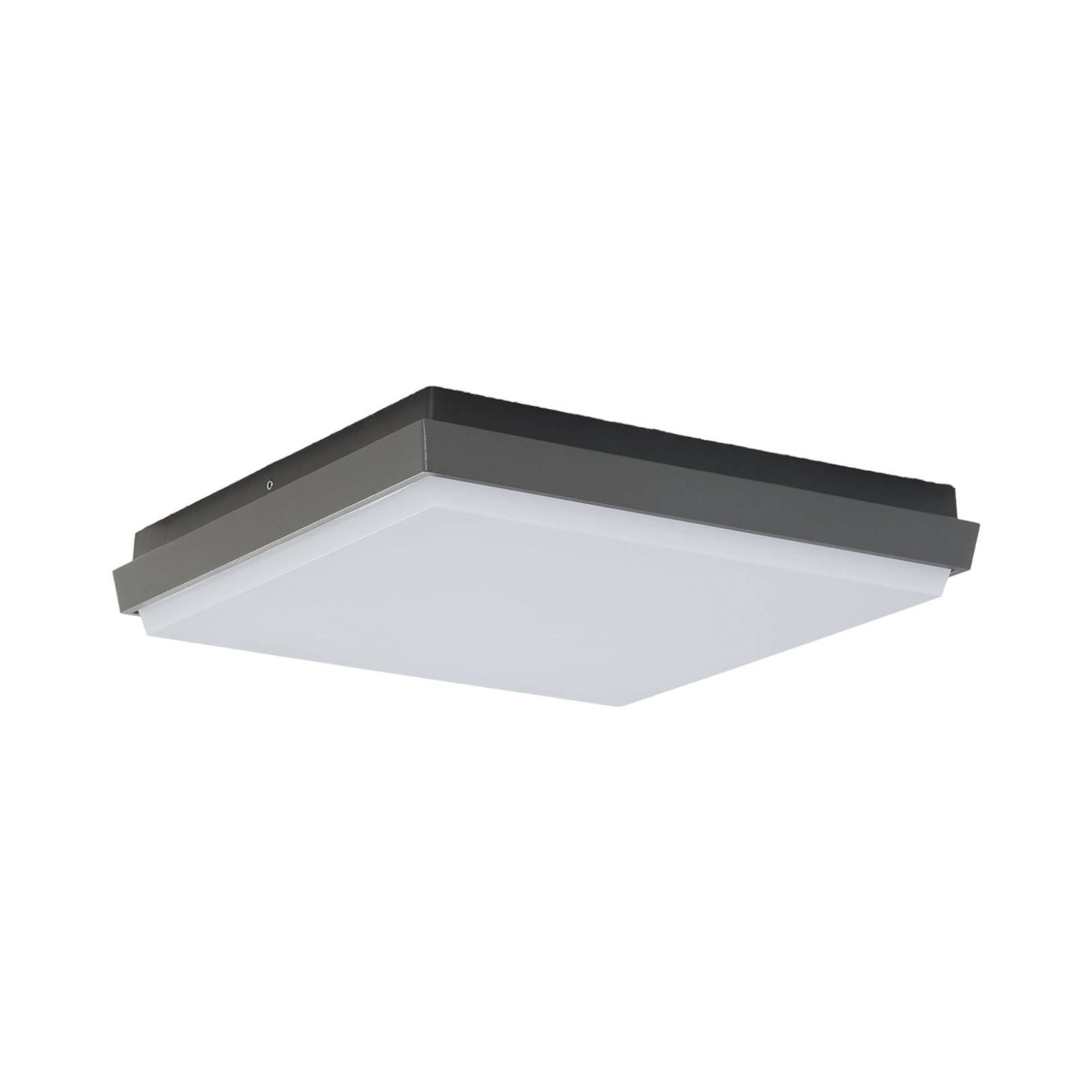 Lucande Amra -LED-ulkokattovalo, kulmikas 30 cm - moderni kattovalaisin ulkotiloihin valkoinen, tummanharmaa