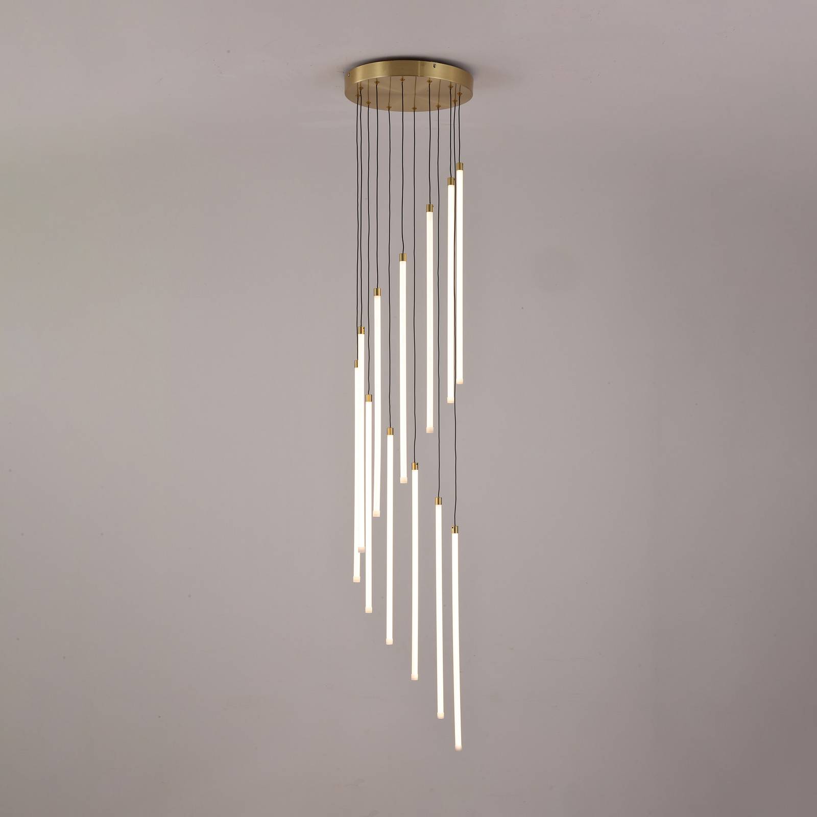 LED-Hängelampe Flare, messingfarben, Ø 35 cm, CCT, 12-flg. günstig online kaufen