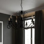 Mauro chandelier, black, 7-bulb, Ø 62 cm, metal, E14