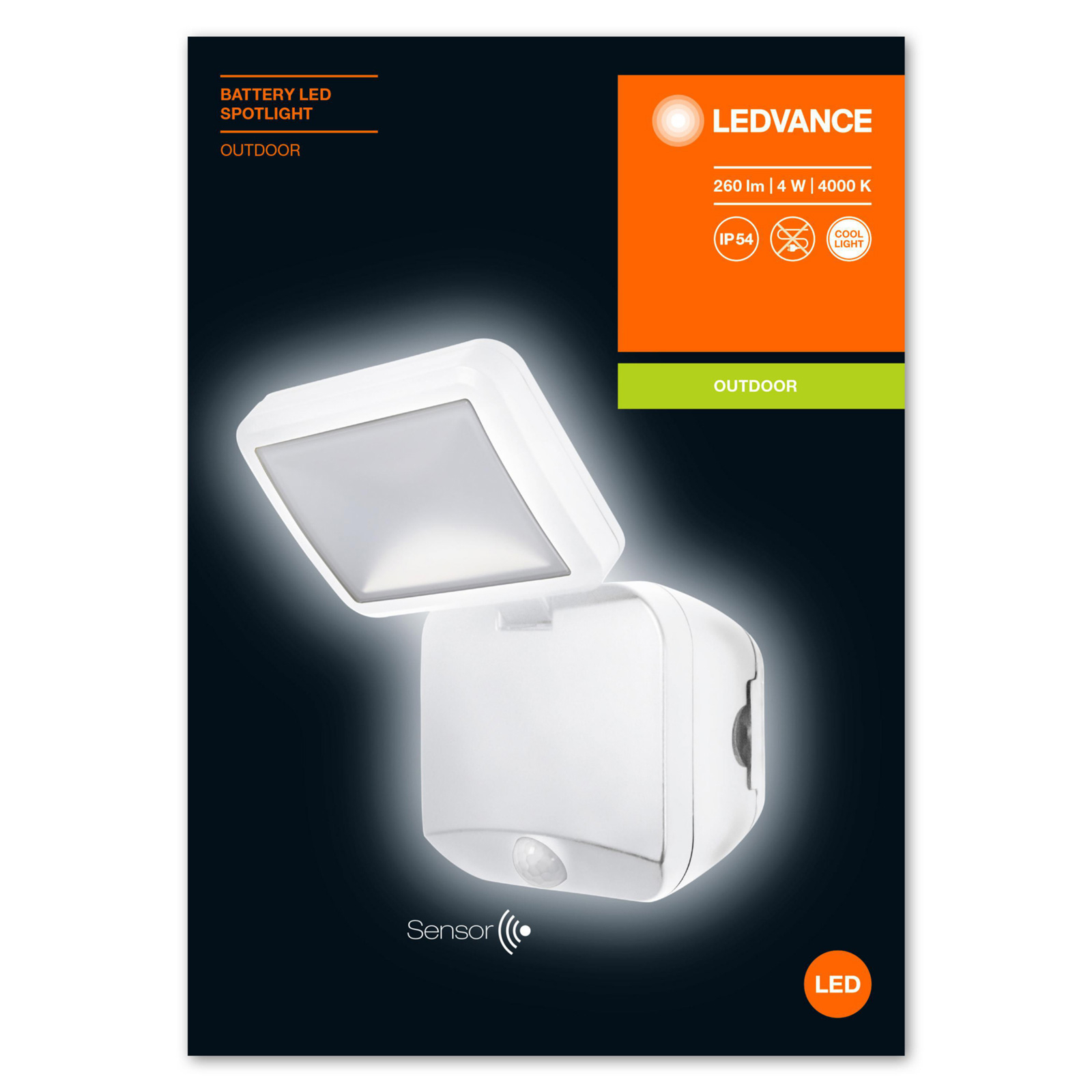 LEDVANCE Battery Spotlight -ulkoseinä 1-lamppuinen