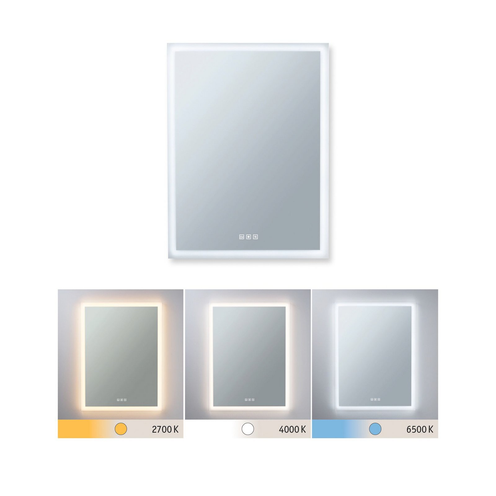 Paulmann LED wall mirror Mirra white 60x80 cm IP44 CCT