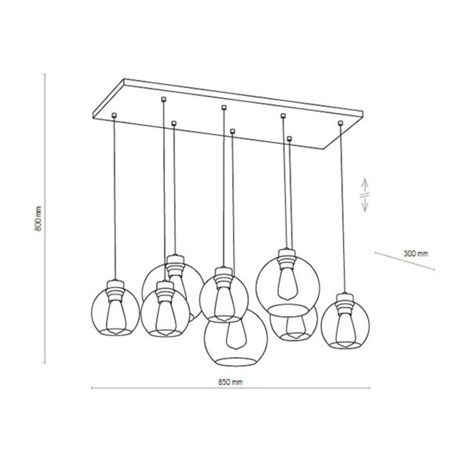 TK Lighting Hengelampe Cubus, ?tte lys, klar/honning/brun - Klar / transparent