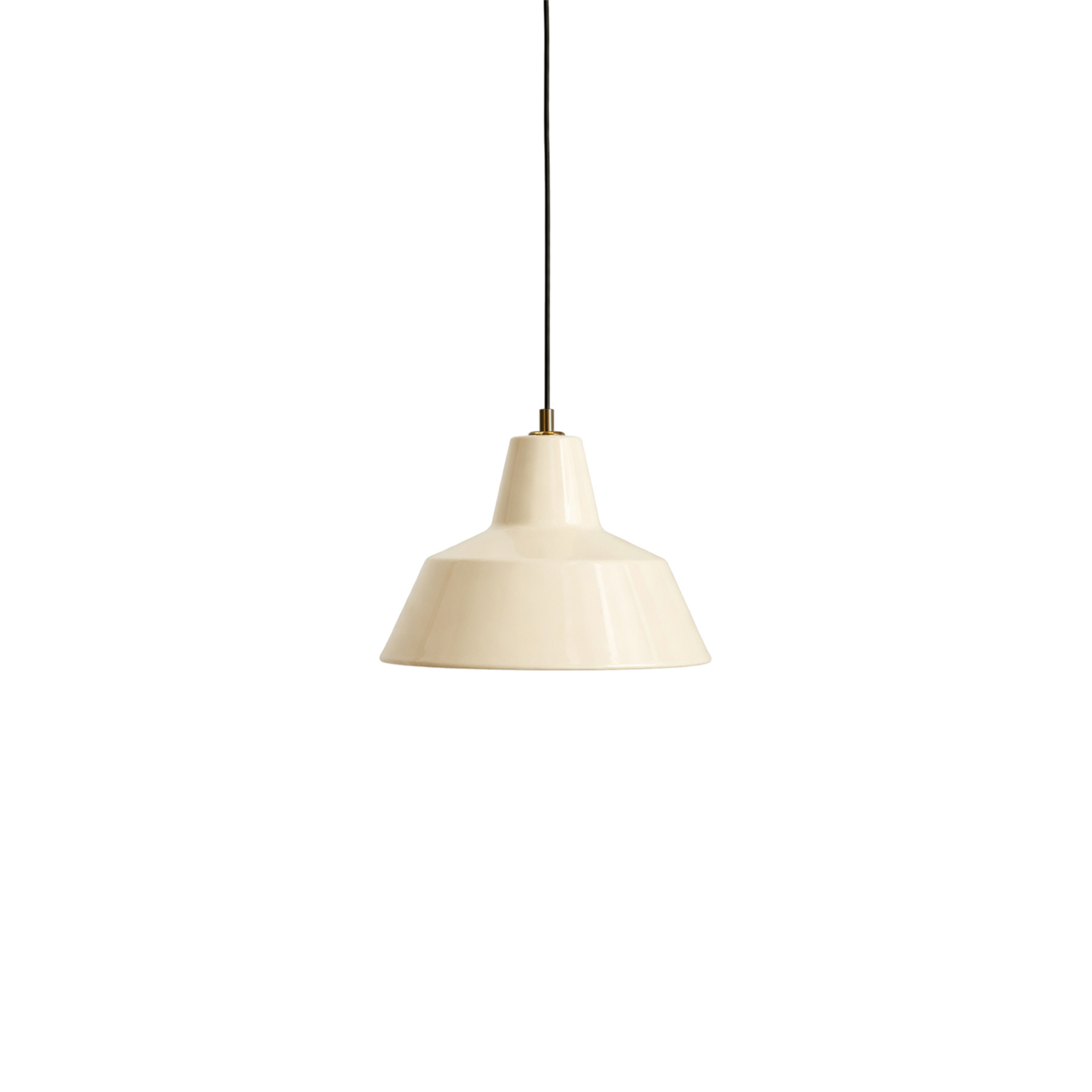 Workshop W3 pendellampa, krämfärgad, aluminium, E27 – Handgjord