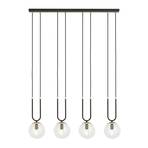 Glam hanging light, black/clear, four-bulb