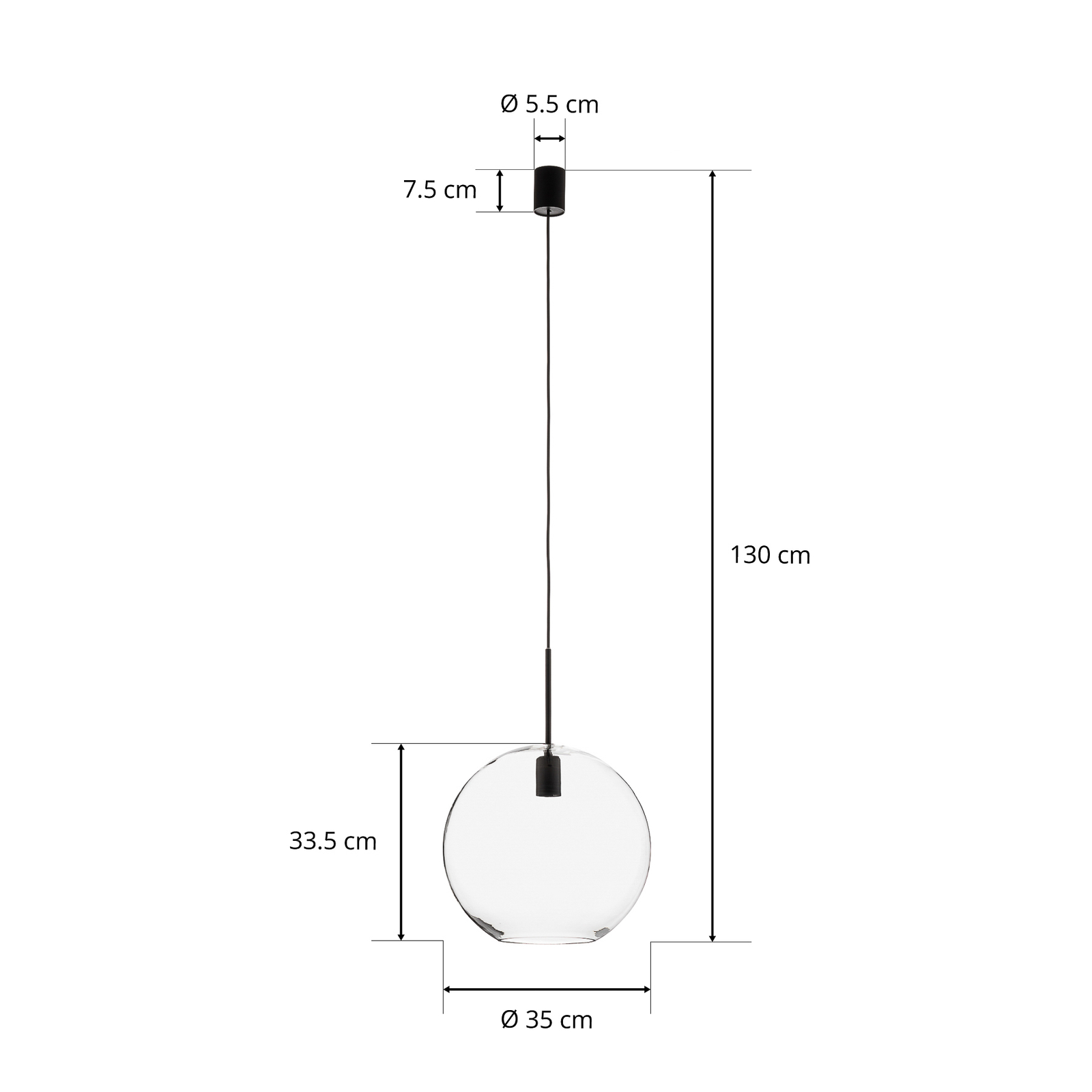 Závěsné svítidlo Sphere XL se skleněným stínidlem