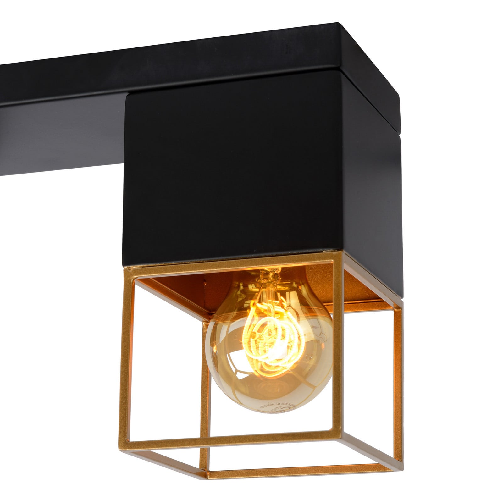 Lucide Plafonieră Rixt negru unghiulară 2 becuri - Camera de zi / sufragerie - Modern - negru alamă - Metal