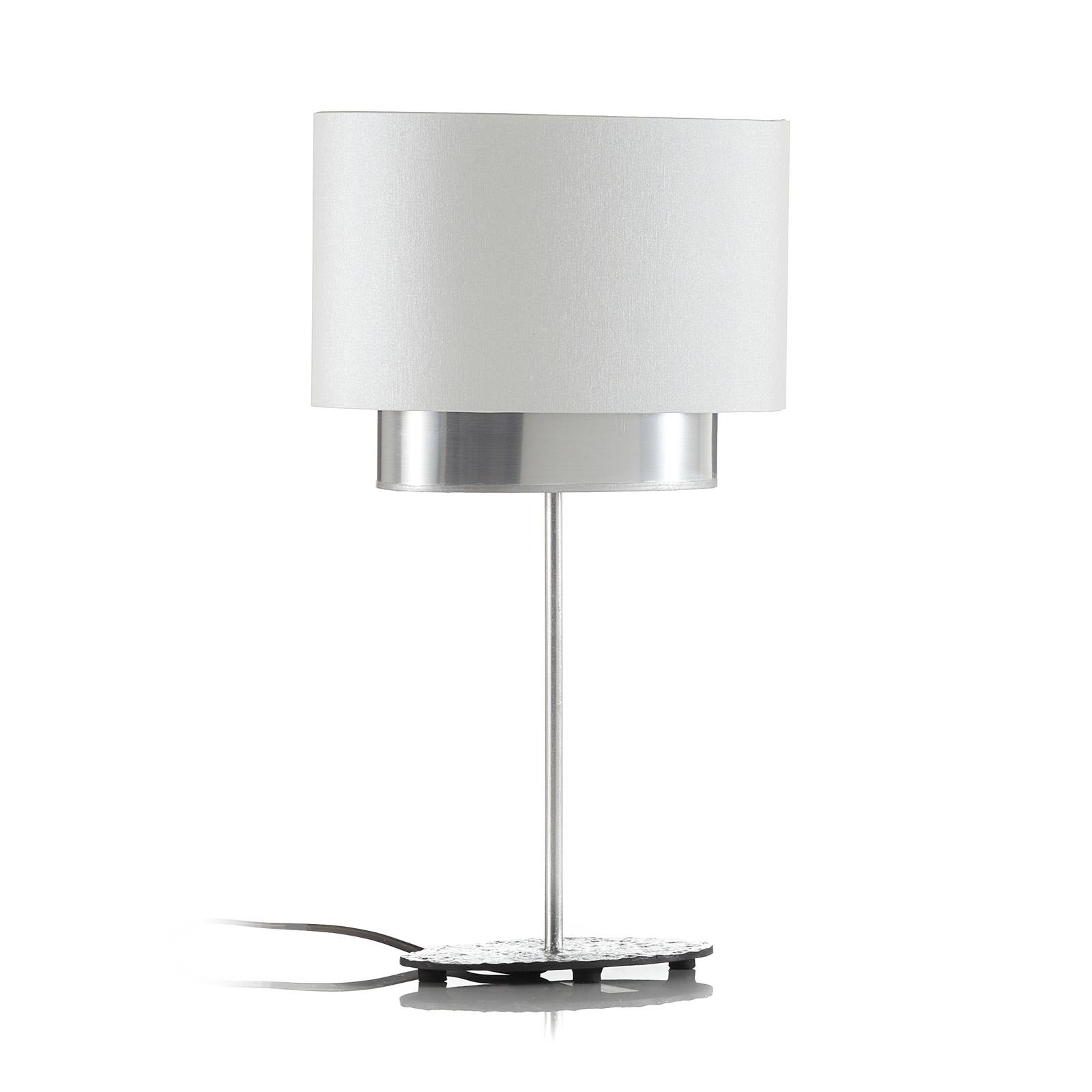 Lampe table Mattia ovale double blanche/argentée