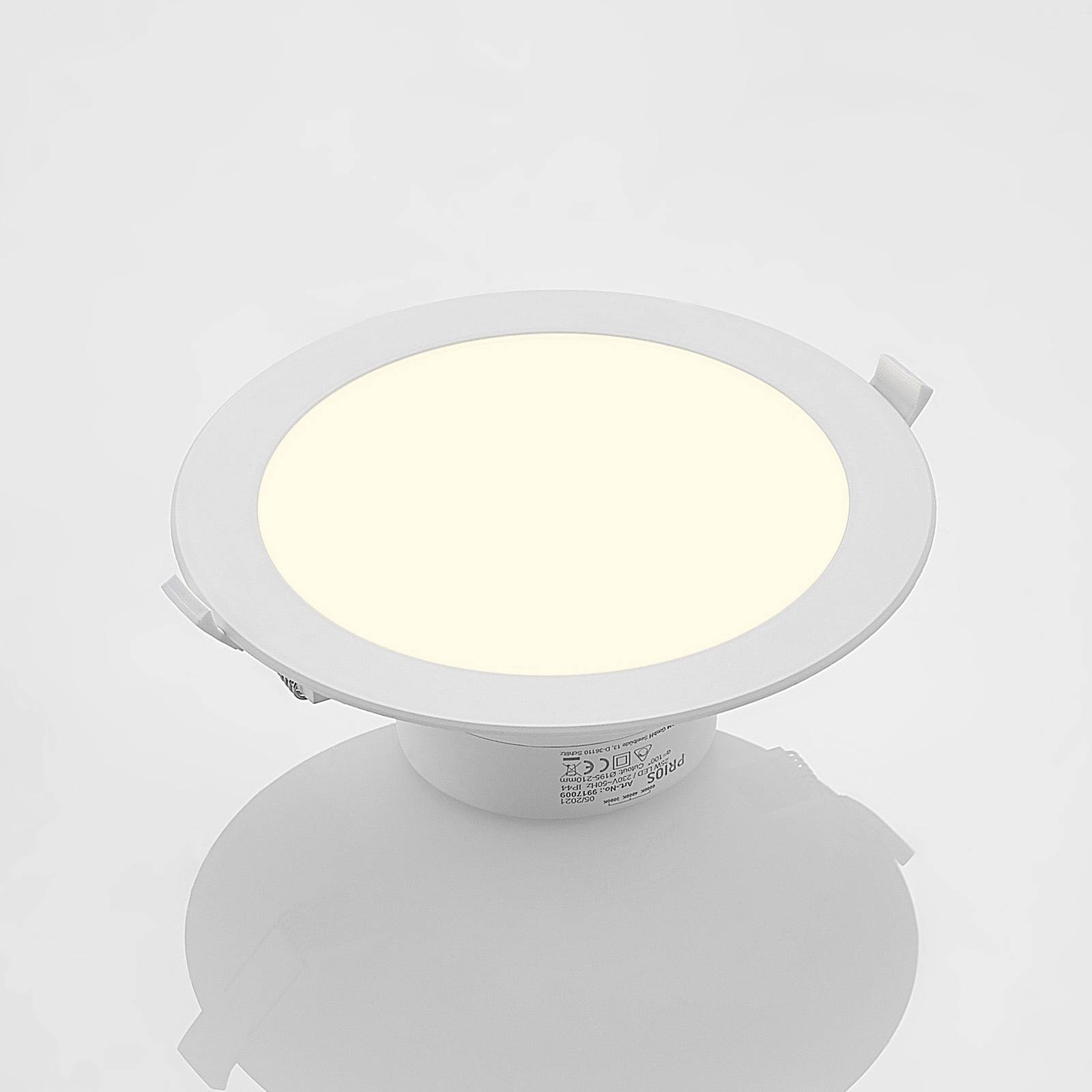 Oprawa wpuszczana LED Prios Rida, 22,5cm, 25W, 3 sztuki, CCT, ściemniana