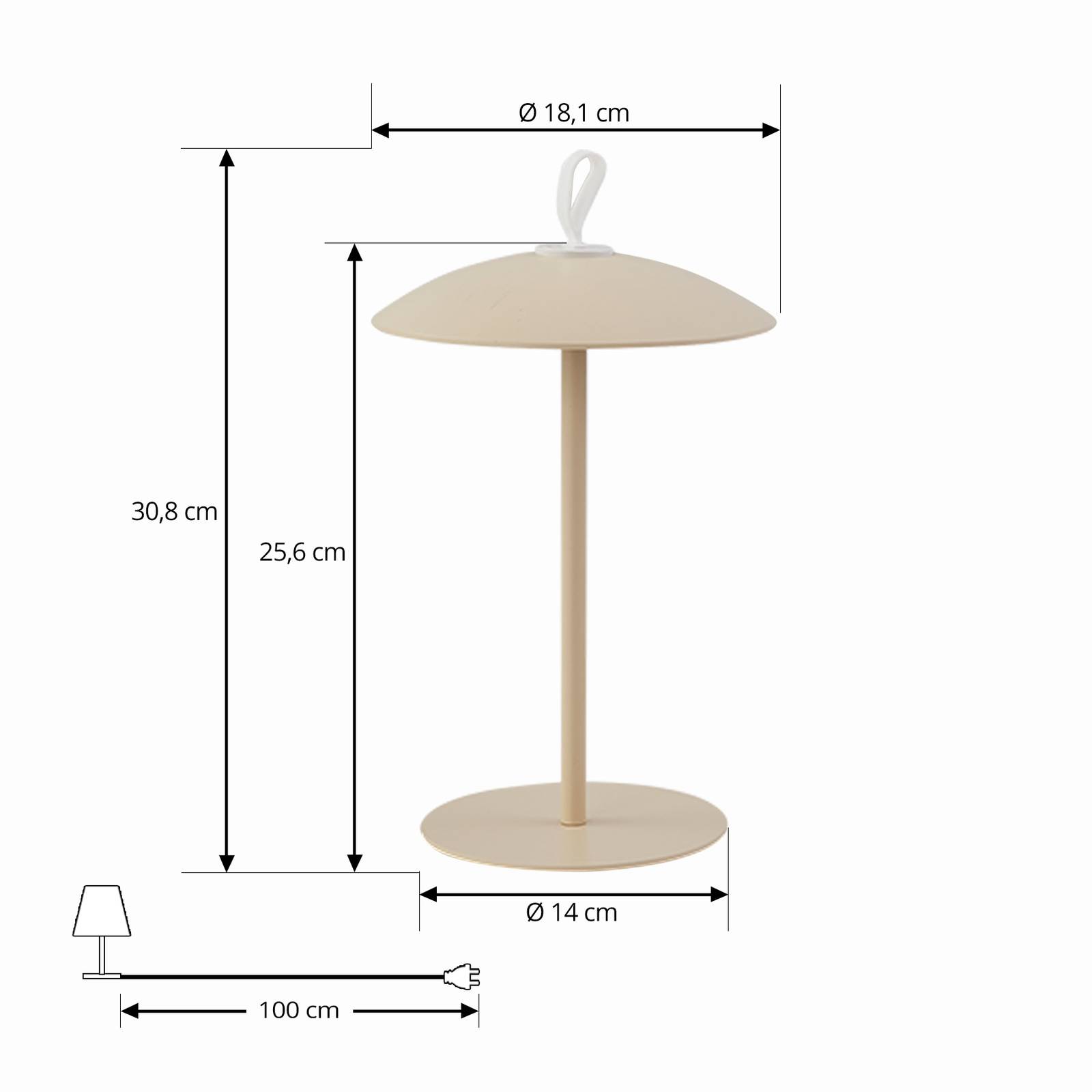 Lindby Lampe de table LED à accu Kanani crème intensité variable