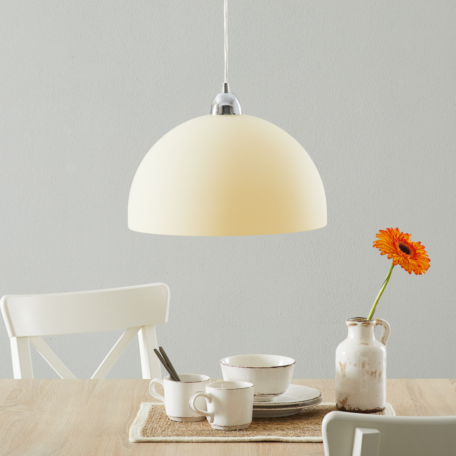 Fabas Luce Nice hanging light, amber glass lampshade, 36 cm, for Living / Dining Room, metal, glass, E27, 60 W, energy efficiency: A++