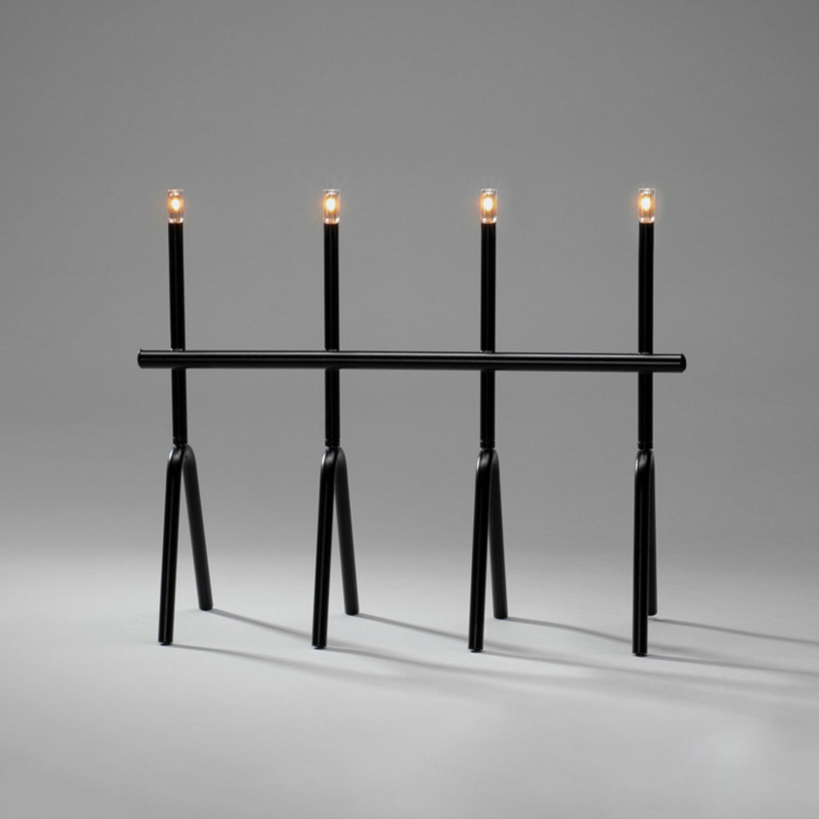 LED candelabra black 4-bulb height 39 cm