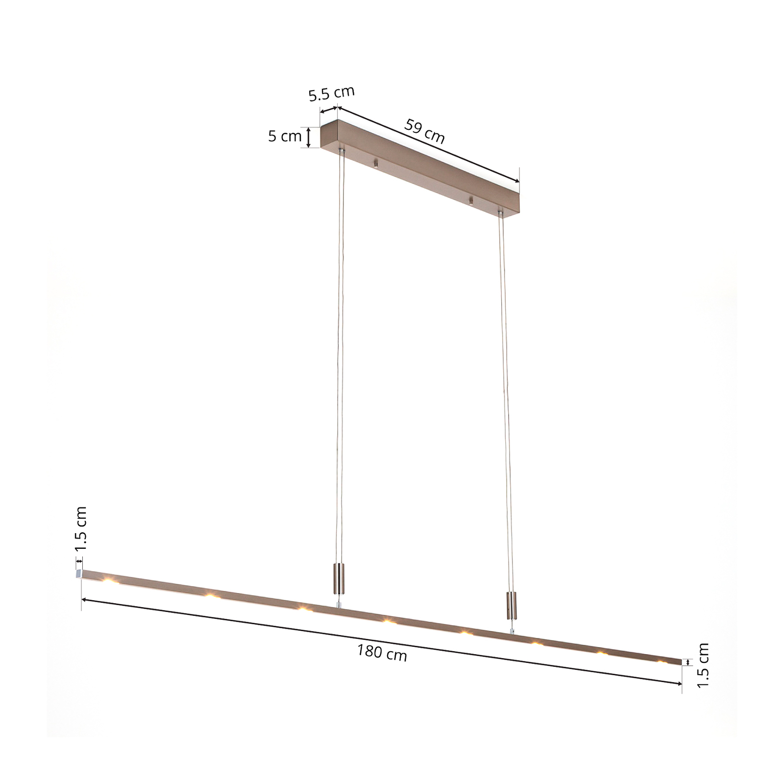 Tolu Pendelleuchte L180 Nickel/Chrome - Lucande