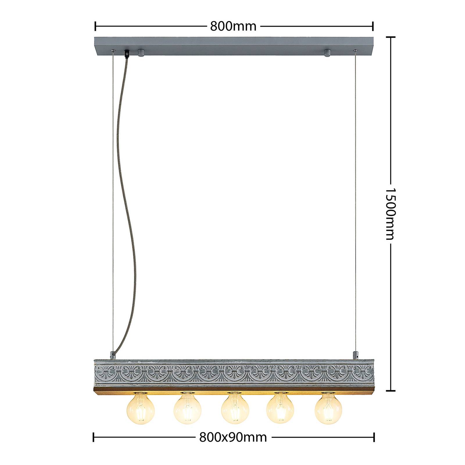 Lindby Mella lampa wisząca z ornamentem, 5-pkt.