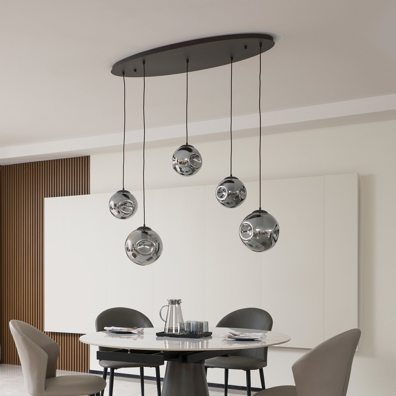 Valentina 5 Oval Pendant Smoked Grey/Coffee - Lindby
