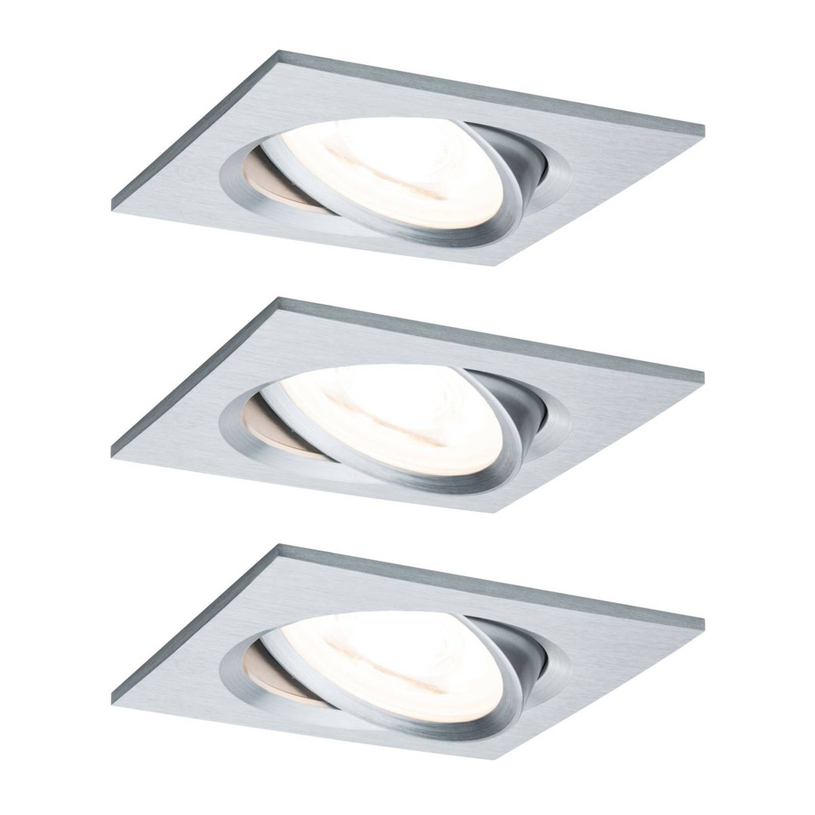Paulmann Licht Paulmann No. 93492 Einbauleuchte LED Coin Nova eckig 6,5W Alu gedreht 3-Stufen dimmbar