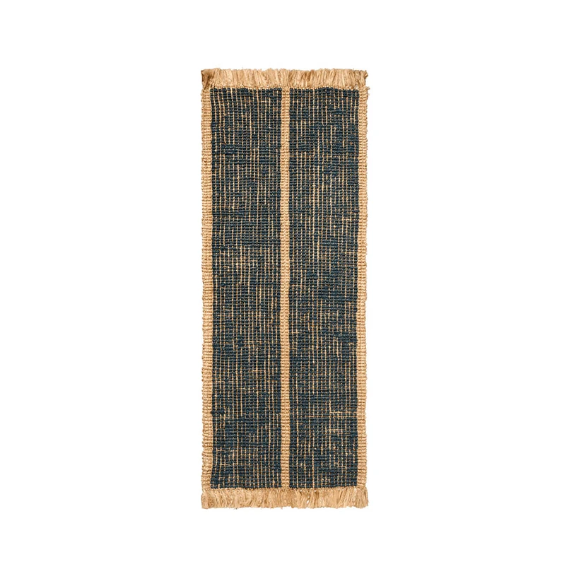 ferm LIVING - Athens Stripes Teppich 80x200 Natural/Ink Blue