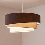 Závěsné světlo Trio, hnědá/béžová, Ø 60 cm, textil, E27