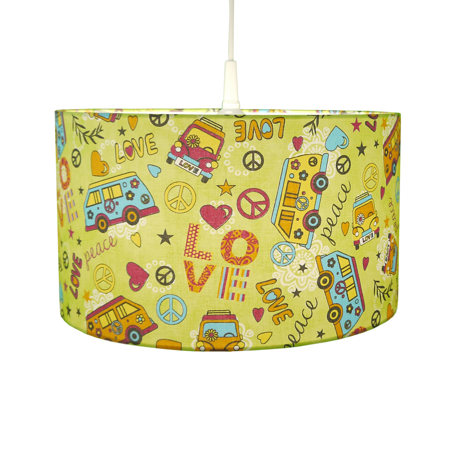 Niermann Standby Love + Peace fabric hanging light, for Children's Room, fabric, metal, E27, 60 W, energy efficiency: A++, H: 19 cm