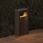 Glint LED pedestal light, 3000K, 40 cm, grey, concrete, IP55