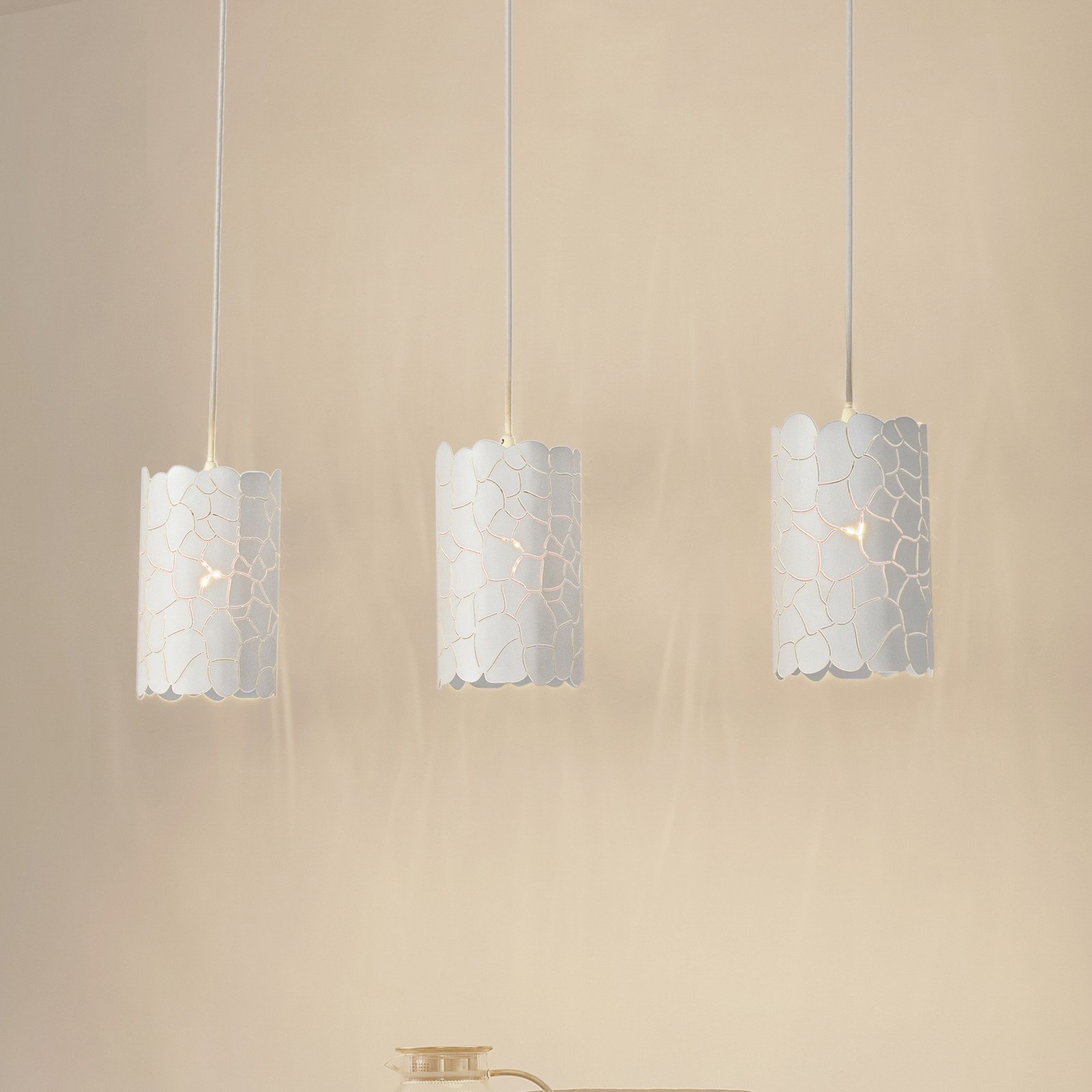 Lindby lampă suspendată Aralena alb 3 becuri lungime 92 cm - Camera de zi / sufragerie - modern - Metal