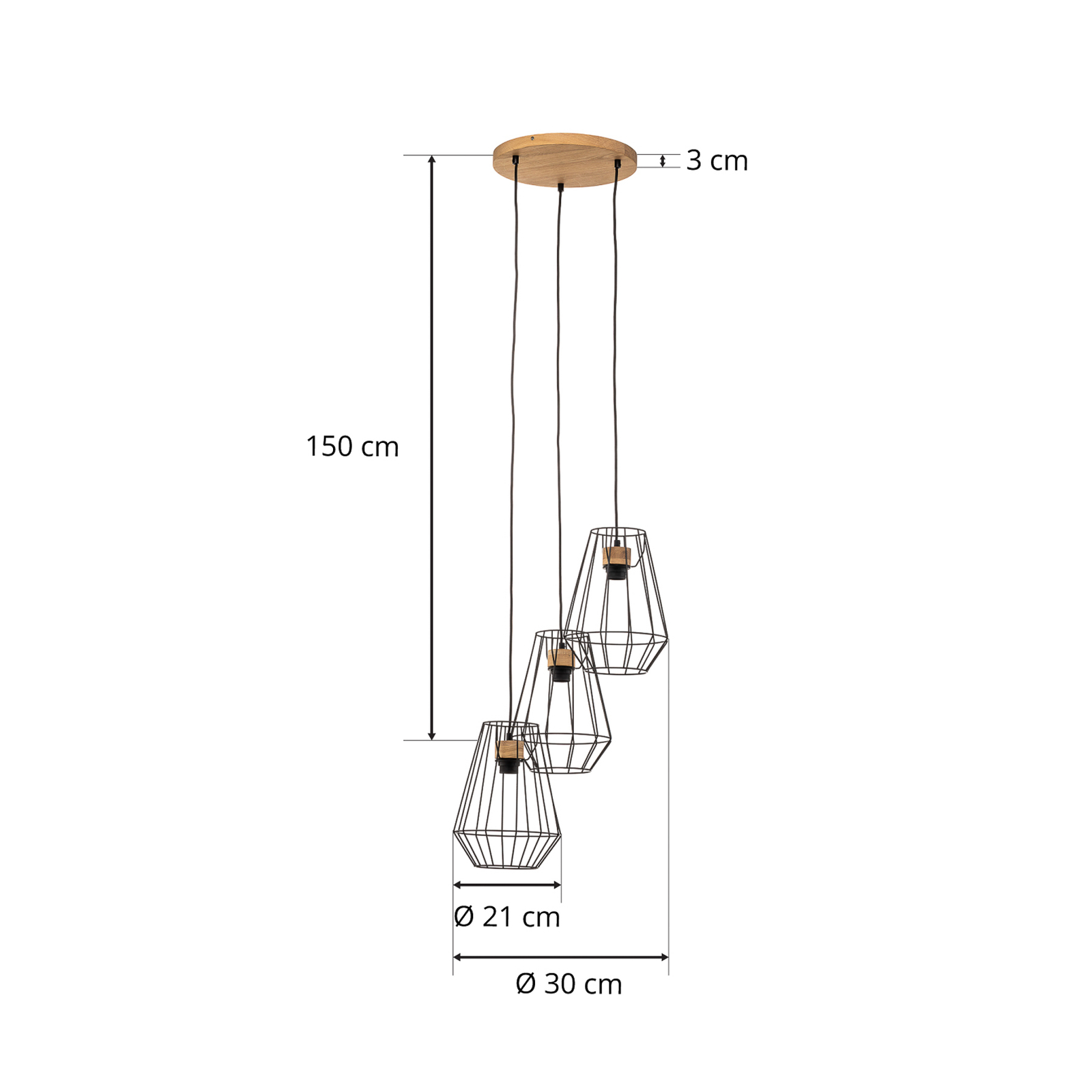 Envostar Finan suspension 3 lampes ronde Ø21cm