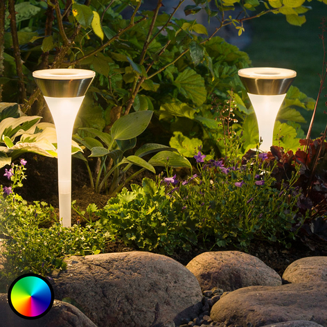 LED-Solarlampe Assisi, 2er Pack, Leuchte flach