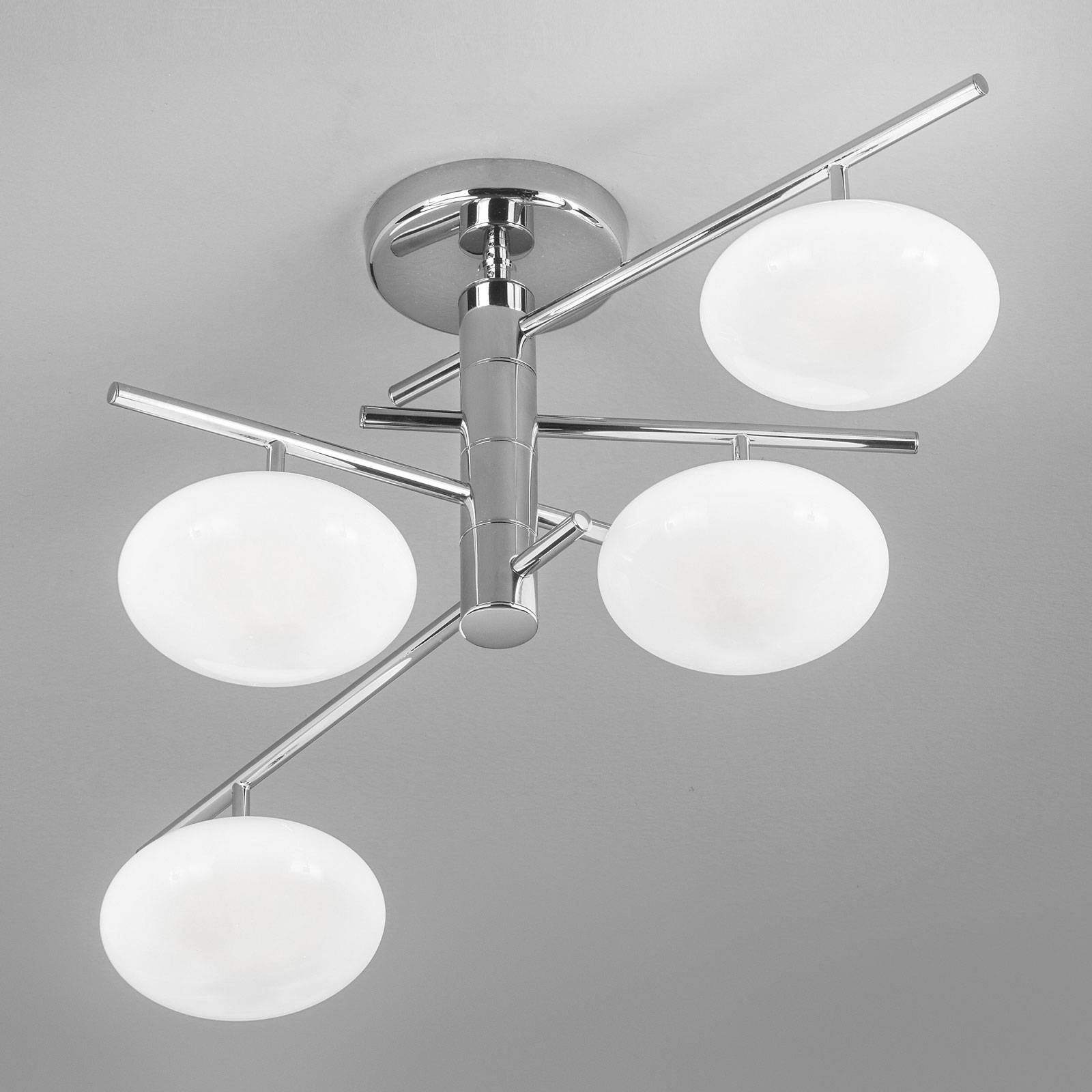 Plafondlamp Dolce 4-lamps, chroom/witte kappen