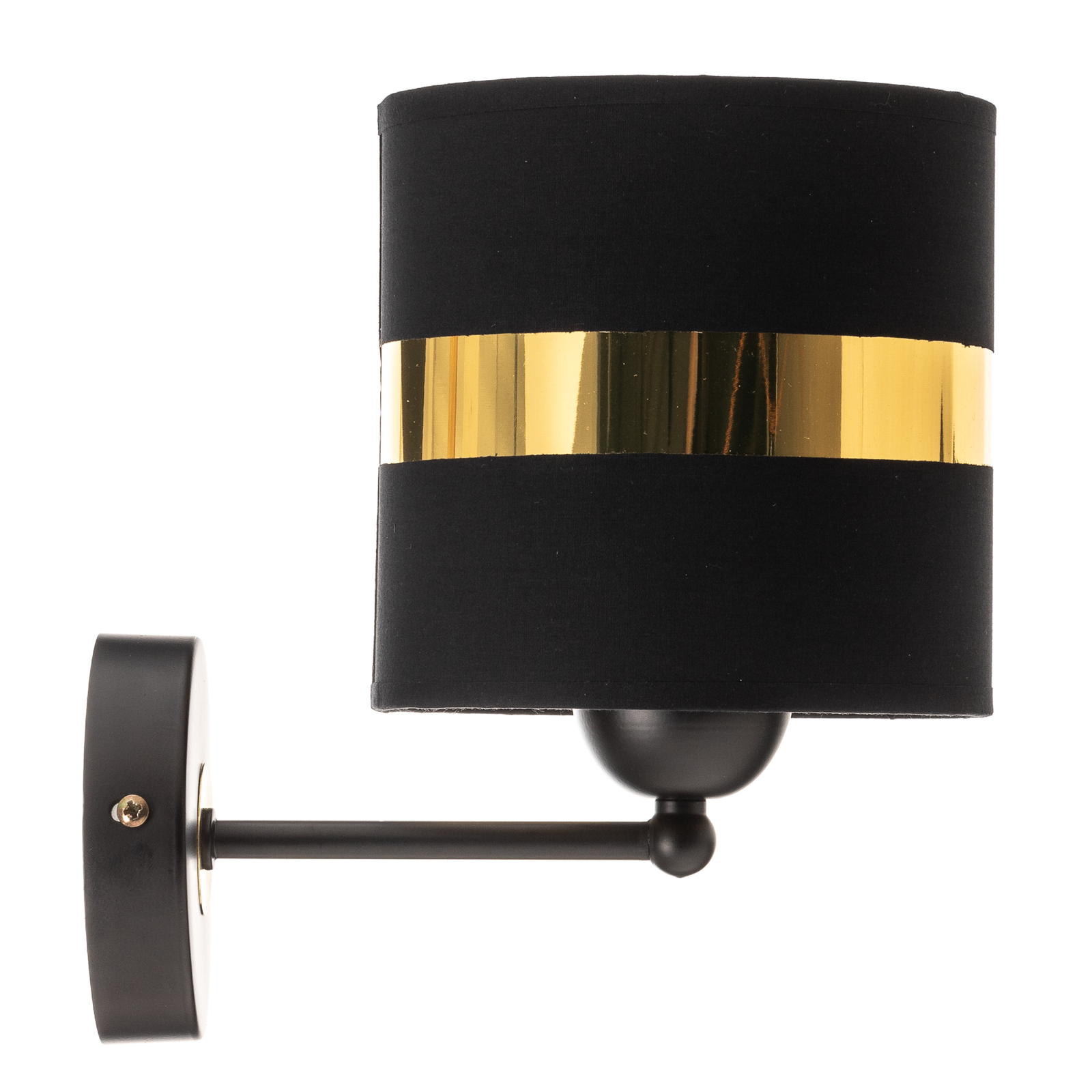 Palmira wall light, fabric lampshade, black/gold