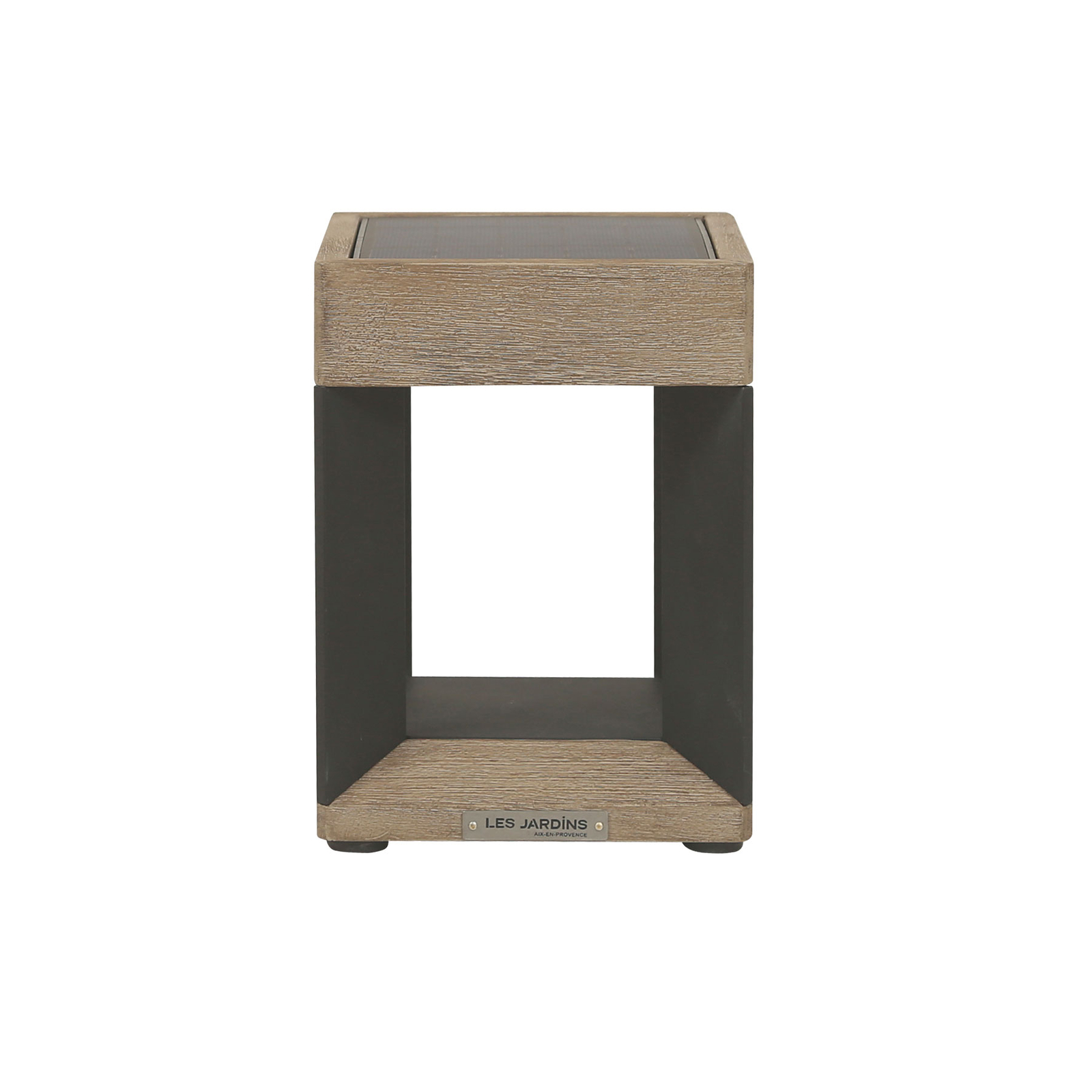 LED-solcellsbordslampa Teckalu, svart/ljust trä