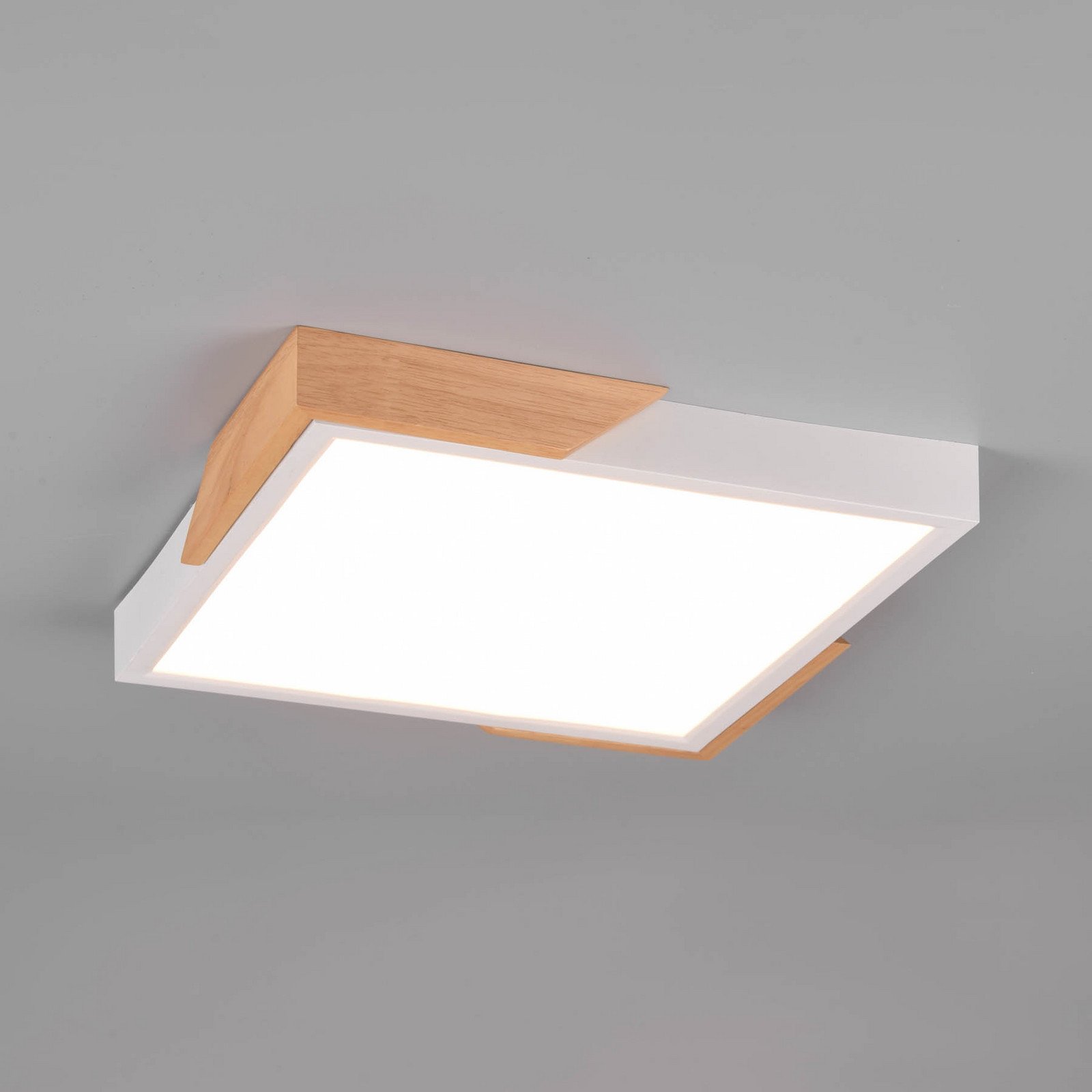 Reality Leuchten Meta plafonieră LED 31.5x31.5cm 3.000K albă - Camera de zi / sufragerie - modern - alb lemn culoare deschisă opal - Plastic