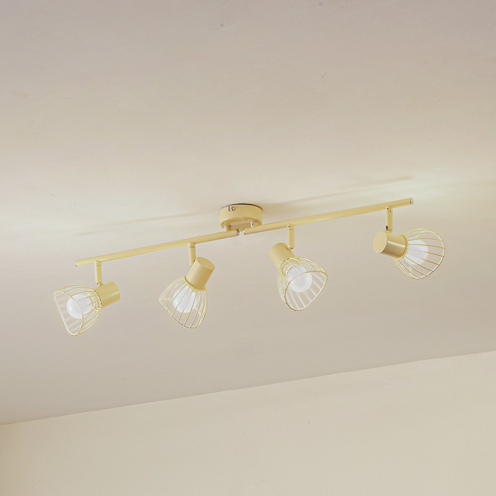 Lindby plafonieră Piena bej 4 becuri metal 70cm - Camera de zi / sufragerie - modern