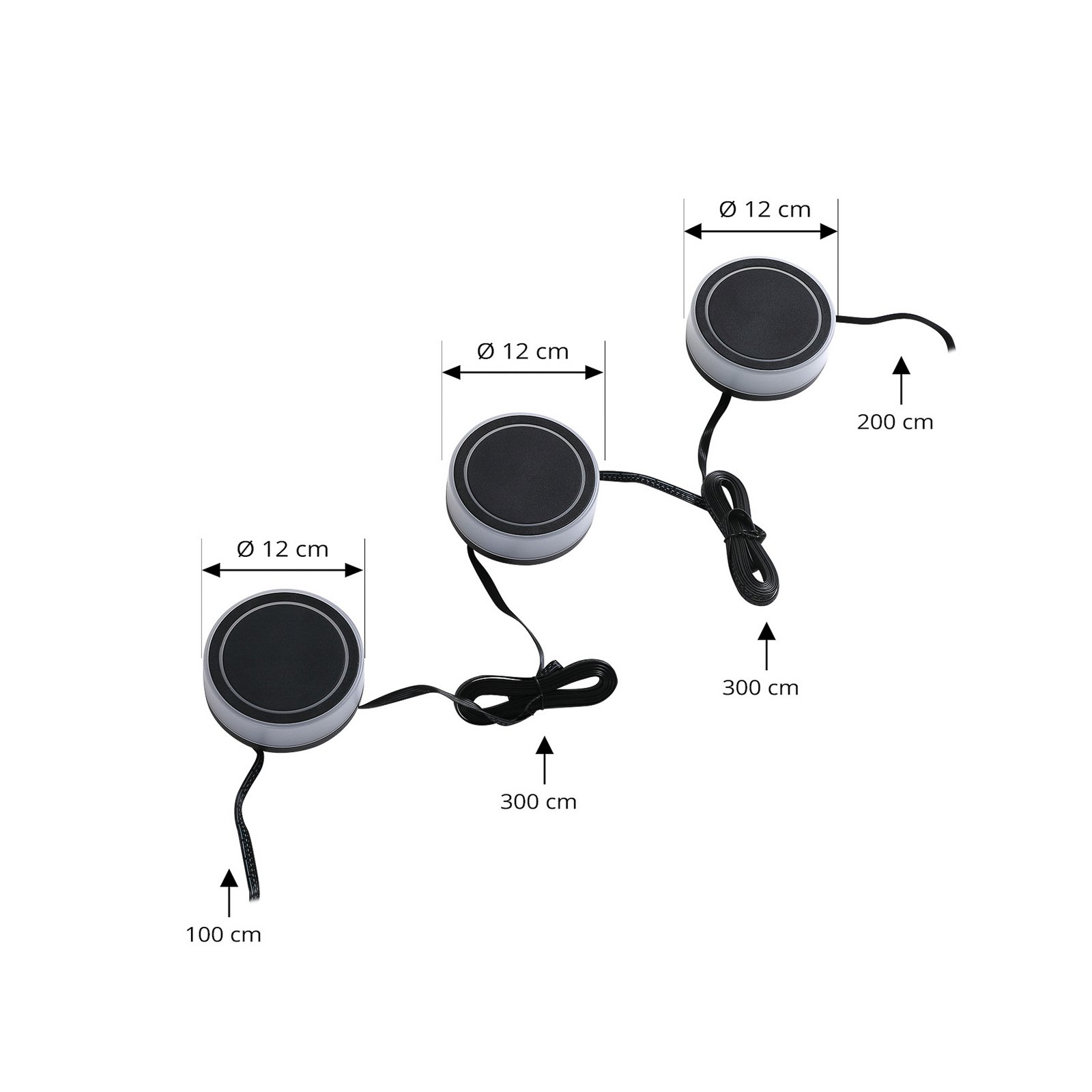 Kyren LED Smart Candeeiro de jardim 3 pcs. Preto/Opala - Lindby