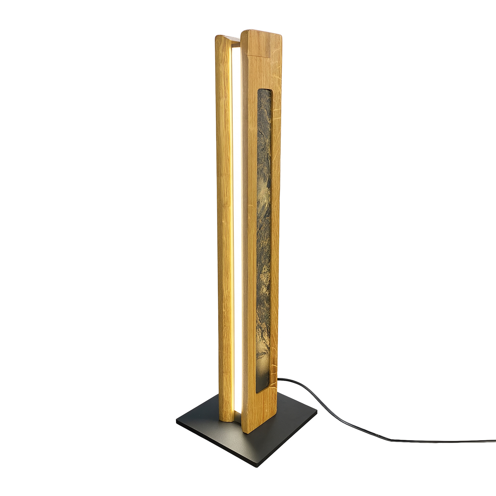 LED-laualamp Chile, nelikülgne, tamm/värviline kiltkivi, 54 cm LED-laualamp Chile, nelikülgne, tamm/värviline kiltkivi, 54 cm